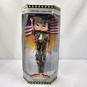 Betty Boop Precious Kids Collectible Fashion Doll w/ Stand 1998 Military Outfit